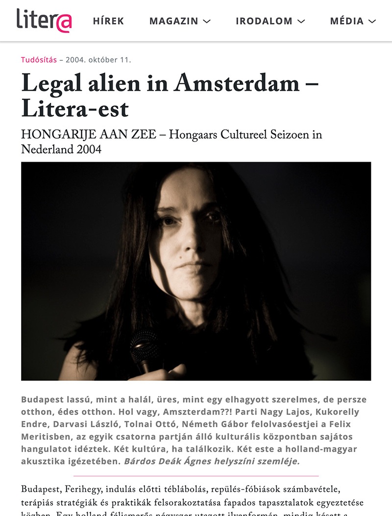 Bárdos Deák Ágnes: Legal alien in Amsterdam – Litera-est (2004)